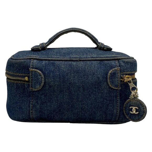 Auth CHANEL - Blue Denim Vanity Bag - Picture 4 of 16